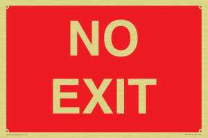 NO EXIT red background